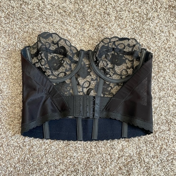 Vintage Victoria’s Secret Black Lace Bustier Corset 34B gold label small petit - Picture 4 of 11